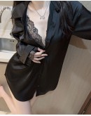                                                          【Preorder】40kg-70kg Lace Silk Loose Shirt Pajamas