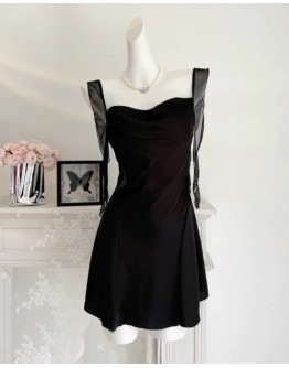                                                                【READY STOCK】55kg-85kg Soft Silk Black Pajamas Dress