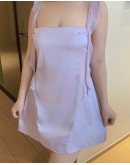                                                                【READY STOCK】55kg-85kg Soft Silk Light Purple Pajamas Dress