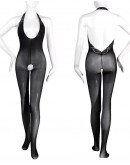                                                                【READY STOCK】40kg-55kg Basic Lace Halter-Neck Backless BodySuit Stockings