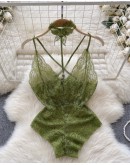                                                                【READY STOCK】60kg-80kg Halter-Neck Lace Body-Suit Sexy Lingeries