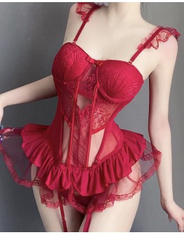                                                                【READY STOCK】60kg-85kg Plus Underwire Pads Layred Lace Sexy Lingeries