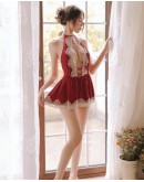                                                                【READY STOCK】65kg-100kg Plus Backless Red Sexy Lingeries Dress