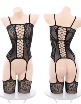                                                                【READY STOCK】40kg-65kg Camisole Black Lace Stockings Body-Suit