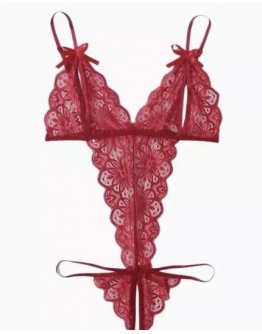                                                                【READY STOCK】40kg-100kg Plus Lace Body-Suit Sexy Lingeries