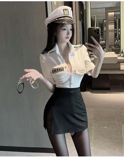                                                                【PREORDER】40kg-50kg Police Cos White Skirt Set