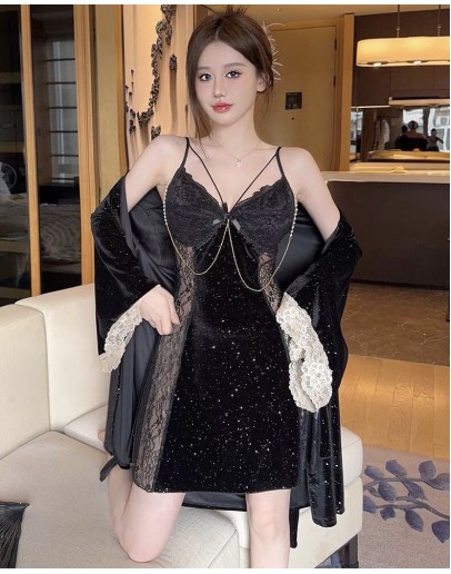                                                                【PREORDER】40kg-70kg Galaxy Chain Velvet Backless Dress/ Kimono