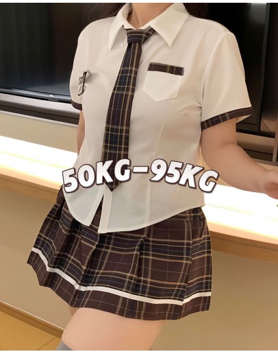                                                          【Preorder】50kg-95kg Cos Plus Necktie Checked Shirt Set