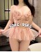                                                          【Preorder】50kg-85kg Embroider Pinky Flora Dress +T-Back Set