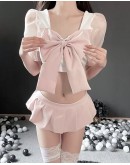                                                          【Preorder】40kg-55kg Cos Pinky Ribbon Tops + Skirt