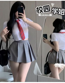                                                          【Preorder】40kg-55kg Red Necktie Shirt + Skirt Sexy Lingeries Set