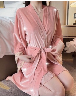                                                          【Preorder】40kg-65kg Pink Bling-Bling Silver Kimono
