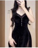                                                          【Preorder】40kg-50kg M Size Silver-Threaded Black Pajamas Dress/ Kimono
