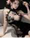                                                          【Preorder】40kg-55kg Grenadine Black Flowers Sexy Lingeries Dress