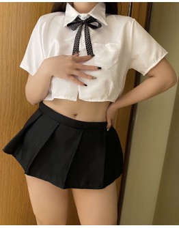                                                          【Preorder】35kg-95kg White Short Shirt Sexy Lingerie Set