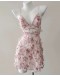                                                          【Preorder】40kg-55kg Pink Flora Patterned Cut-Out Pajamas Dress+ T-Back