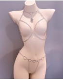                                                          【Preorder】40kg-60kg White Ribbon Bell Chain Bikini