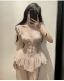                                                          【Preorder】40kg-85kg Flora Embroider Underwire Pads Pajamas Dress