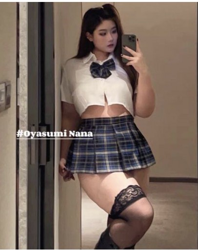                                                          【Preorder】40kg-85kg Checked JK Sexy Lingeries Shirt Skirt