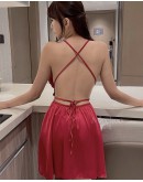                                                          【Ready Stock】60kg-80kg Maroon Night Dress+T-Back
