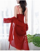                                                          【Ready Stock】50kg-90Kg Plus Maroon Kimono+ Dress Set