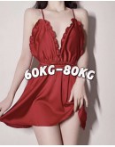                                                          【Ready Stock】60kg-80kg Maroon Night Dress+T-Back