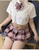                                                          【Preorder】40kg-85kg Checked JK Sexy Lingeries Shirt Skirt