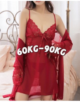                                                          【Ready Stock】50kg-90Kg Plus Maroon Kimono+ Dress Set