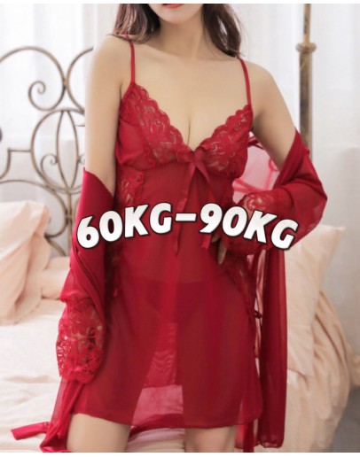                                                          【Ready Stock】50kg-90Kg Plus Maroon Kimono+ Dress Set