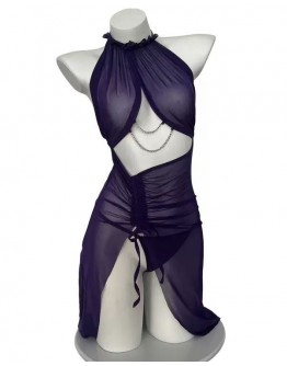                                                          【Preorder】40kg-60kg Purple Chain Tops+ Skirt+ T-Back
