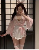                                                                         【Preorder】40kg-60kg Pink Rabbit Kimono NightWear Set