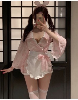                                                                         【Preorder】40kg-60kg Pink Rabbit Kimono NightWear Set