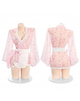                                                                         【Preorder】40kg-60kg Pink Rabbit Kimono NightWear Set