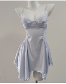                                                          【Preorder】40kg-55kg Ice Silk Lace Backless Pajamas