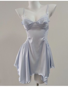                                                          【Preorder】40kg-55kg Ice Silk Lace Backless Pajamas