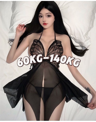                                                          【Ready Stock】60kg-140kg Thin Asymmetrical Butterfly Night Dress