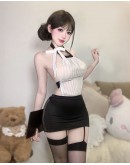                                                          【Preorder】40kg-55kg Halter-Neck Backless Fitted Dress Set