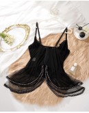                                                                                     【READY STOCK】70kg-110kg Underwire Pads Ribbon Pajamas Dress+T-Back