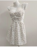                                                          【Preorder】40kg-60kg Backless Flora Patterned Pads Pajamas Dress
