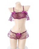                                                          【Preorder】40kg-55kg Grenadine Lace Tops + T-Back Sexy Pajamas