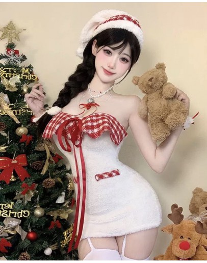                                                          【Preorder】40kg-55kg Christmas Limit Velvet Hats+ Dress In Set
