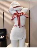                                                          【Preorder】40kg-55kg Christmas Limit Velvet Hats+ Dress In Set