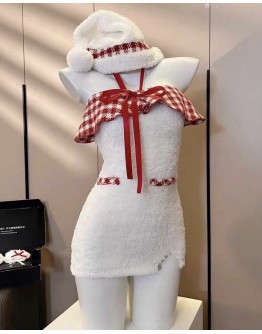                                                          【Preorder】40kg-55kg Christmas Limit Velvet Hats+ Dress In Set