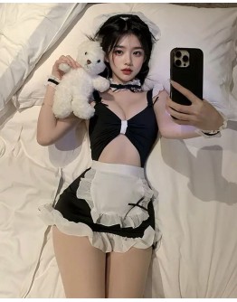                                                          【Preorder】40kg-55kg Cut-Out Cos Maid Dress Sexy Lingeries