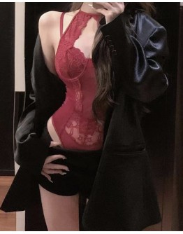                                                          【Preorder】40kg-55kg Halter-Neck Lace Body-Suit