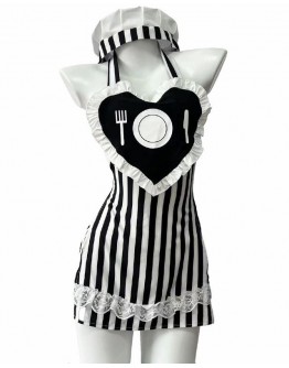                                                          【Preorder】40kg-55kg Stripe Apron Sexy Lingeries Set