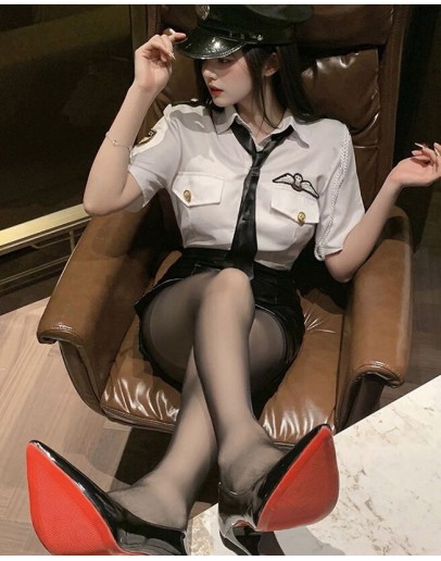                                                          【Preorder】40kg-55kg Cos Officer Sexy Lingeries Skirt Set
