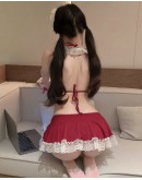                                                          【Preorder】40kg-55kg Cos Maid Red Christmas Sexy Lingeries Dress