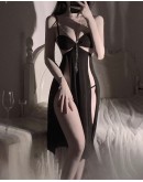                                                          【Preorder】40kg-55kg Rhinestone Backless Black Dress