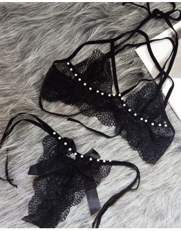        【READY STOCK】FREE SHIPPING FAUX PEARL LACE SEXY LINGERIES